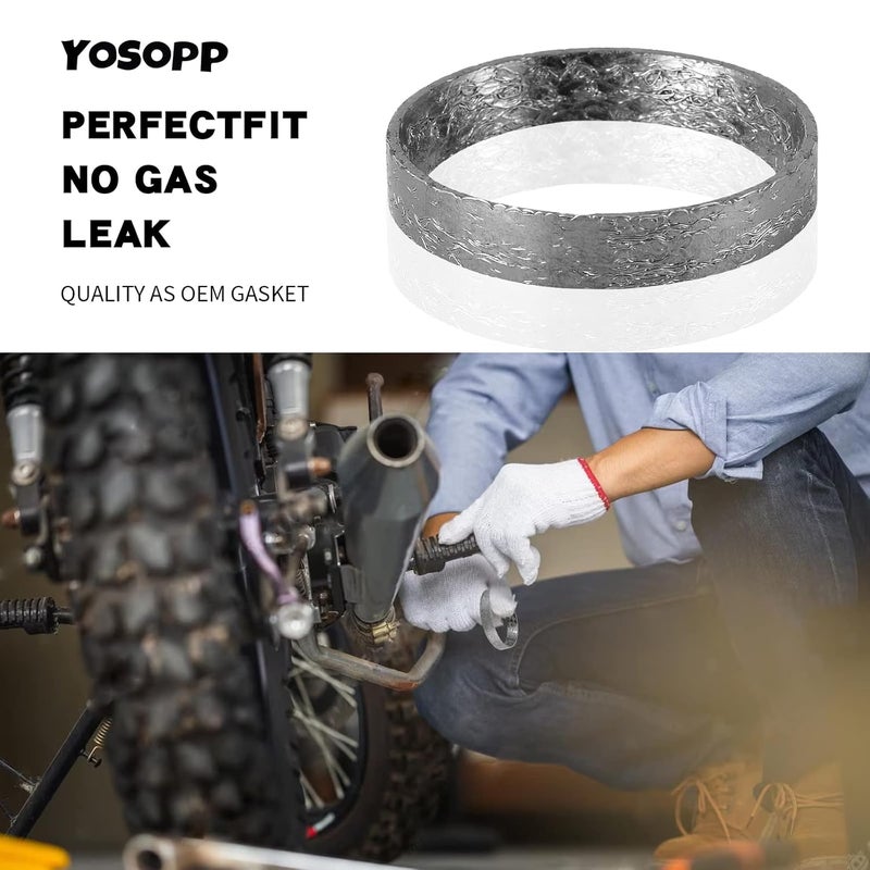 YOSOPP Cone Exhaust Gasket for Harley, Made of Graphite & Steel Mesh - Fits 1984-later Most Harley Davidson Bikes: Touring, Sportster, Dyna, Softail (1 Pair 2pcs) - Image 4